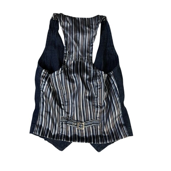 Y2K Vintage WET SEAL Vest Denim Striped Buttons Sz XS - Picture 5 of 9